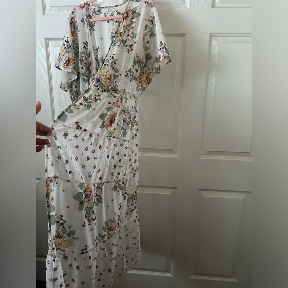 Cato - Cream Floral Maxi Duster with Green and Pink Accents